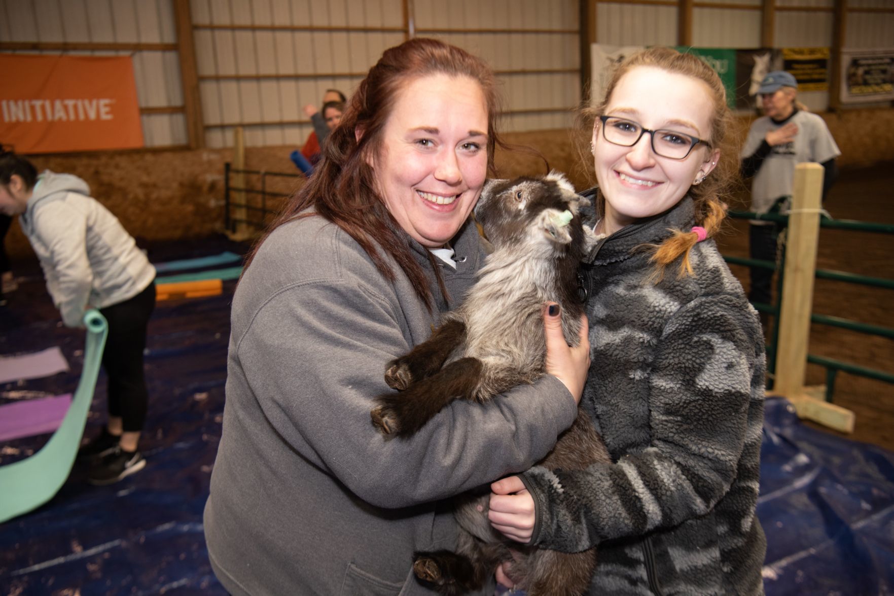 Baby goat yoga at Longmeadow Rescue Ranch